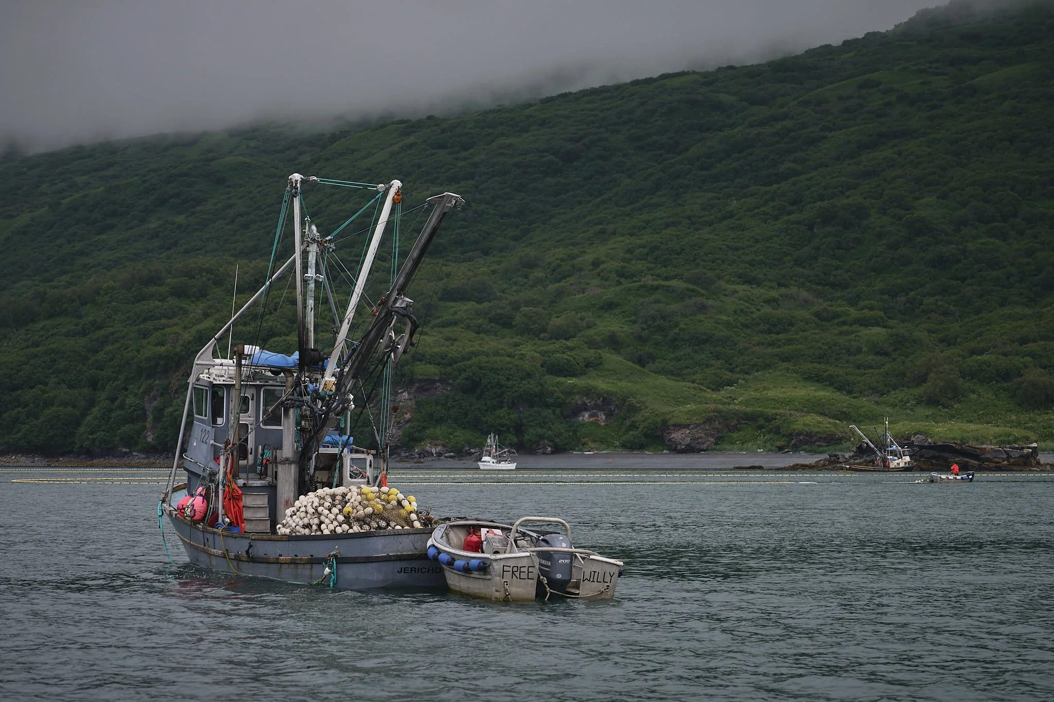 Fishing boats working around Larsen Bay, Alaska